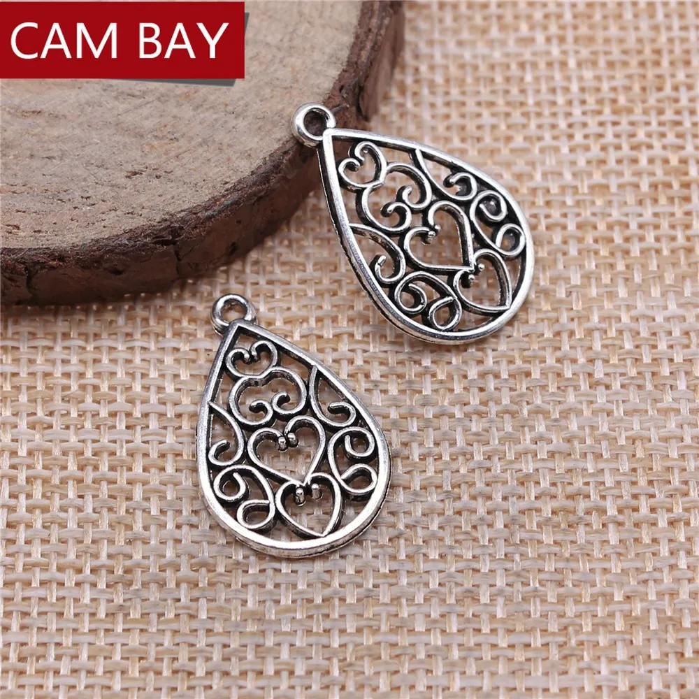 Metal Filigree Heart Charms For Jewelry Making For Earring Making
